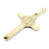 Dije Cruz San Benito Oro Solido 14k Laser 3cm