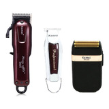 Set Kemei Maquina Cortar Pelo Clipper + Trimmer + Afeitadora