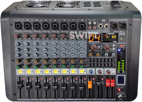 Pa Proaudio Mix-8p Consola Activa 8ch 300w Fx Bt Mp3 Usb