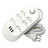 Extensao Regua Eletrica Segura C/ 6 Tomadas E 3 Usb 2 Metros