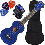 Kit Ukulele Soprano Mahalo Mr1 Azul Cordas Aquila E Capa