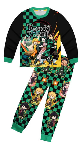 81230 Pijama Con Estampado De Demon Slayer For Niños Y -