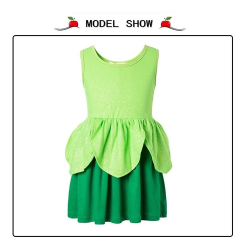 Vestido Infantil Fantasia Fada Tinker Bell Sininho Peter Pan