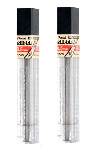 Minas Pentel Blister 2 Tubos 12 Un. Disponible 0.5-0.7-0.9