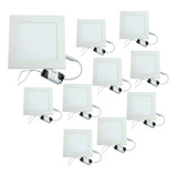 10 Painel Led Embutir Quadrado 6w Branco Quente 12x12 3000k