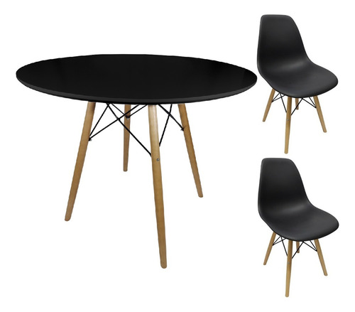 Mesa Jantar Redonda 80cm Eiffel Charles Eames Com 2 Cadeiras