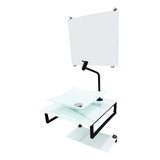 Gabinete De Vidro 40 Cm Com Cuba Retangular  Branco Click