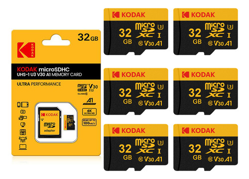 6 Piezas 32gb Tarjeta De Memoria Microsdxc Kodak U3 V30 A1 