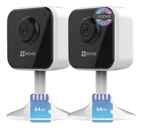 Kit X2 Mini Camaras De Seguridad Wifi Ezviz + Memorias 64gb