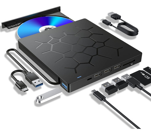 Unidad De Dvd Externa Lector De Cd Usb 3.0type C Quemador