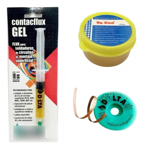 Kit Para Soldar Flux Gel 10cc Malla Desoldante Pasta D01