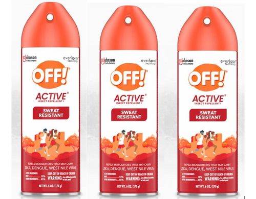 Repelente Off Active 170ml Resistente Al Sudor Pack X3