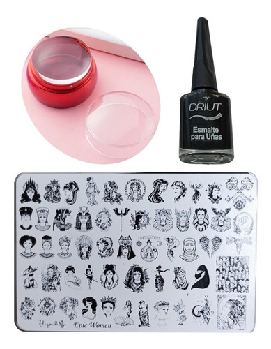 Kit Stamping Completo Estampador + Placa + Esmalte