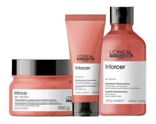 Loreal Inforcer B6+biotina Kit Sh300ml+cond200ml+máscara250g