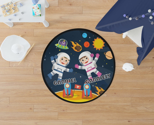 Tapete Astronauta Redondo 90  X 90 2mm Personalizado 