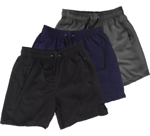 Kit 03 Shorts Plus Size G1 Ao G3 Tactel Com Elastano Praia