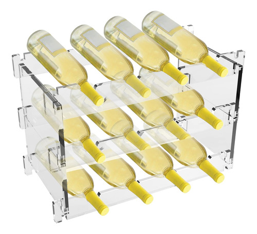 Botellero Modular Apilable Para 12 Botellas, Plastico Acrili