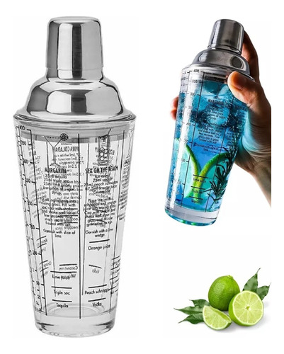 Coqueteleira Vidro Inox 450ml Drinks Caipirinha Com Receitas