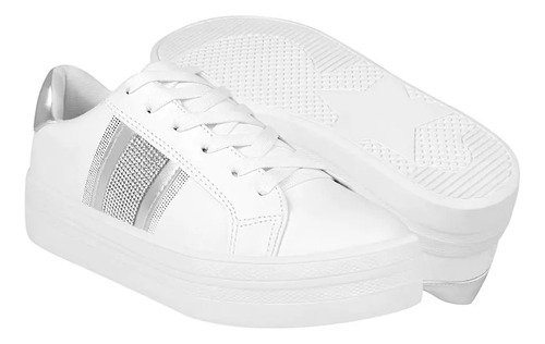 Tenis Casuales Dama Stylo 9350 Simipiel Blanco | Envío gratis