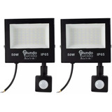 Reflector Led 50w Sensor Movimiento Luz Blanca 2 Reflectores