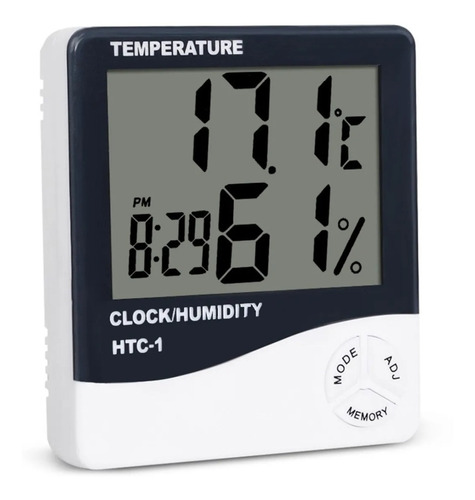 Termómetro Digital Con Reloj Despertador Y Alarma Lcd - Env