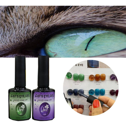Kit 2 Esmaltes Gel Cat Eye Térmico Magnético Decoração Nails