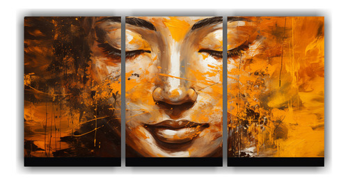 120x60cm Cuadro Abstracto Estilo Buda Con Aceite Dorado Y Co