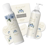 Kit Imprimible Baño Sos Flores Azules Fondo Beige Tukit