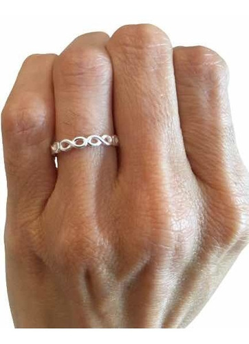 Anillo De Plata 925 Medio Sin Fin Con Símbolos Del Infinito