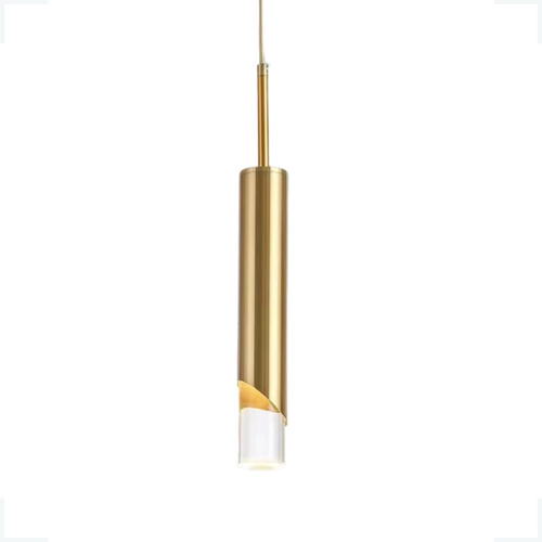 Lustre Pendente Tubo Dourado De Led 5w Branco-quente Bivolt 