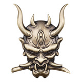 Skull Samurai Sticker Calcomanía De Metal De Aleación De
