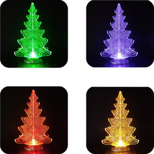 Arbolito Navidad Luces Led Acrílico 16 Cm A Pila M3