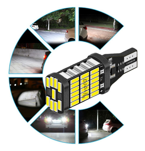 Led Blanco Intenso Tipo Xenon 3000 Lumens Canbus T15 Estrobo