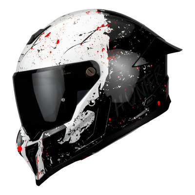 Casco Black Pearl Hunter Negro Blanco Brillo Dot Ece Blanco Sólido Brillante L | Meses sin interés