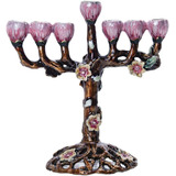 Menorah Yu Feng, Estilo «árbol De Flores», 7 Ramas, Metal