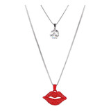 Collar De Boca Labios Rojos Mujer Regalo