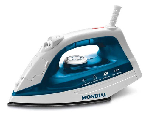 Ferro De Passar A Vapor Mondial F-32 Cor Branco/azul 110v