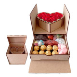 Caja Para Regalo Rosas Y Chocolate San Valentín Cubo Corazón