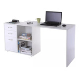 Mesa Escritorio 2 Formas Con 2 Estantes 3 Cajones 120x80