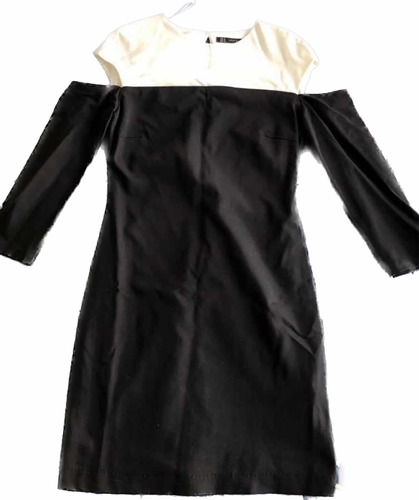 Zara Vestido Negro Algodón Con Etiqueta Talle 28 M Manga3/4