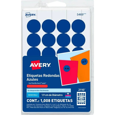 1008 Etiquetas Redondas Avery Colores Circular Pequeña 1.9cm Color Azul fuerte | MercadoLibre