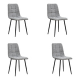 Interimobel: 4 Sillas Para Comedor Manta Tapizada Estructura De La Silla Negro Asiento Gris Diseño De La Tela Aborregada