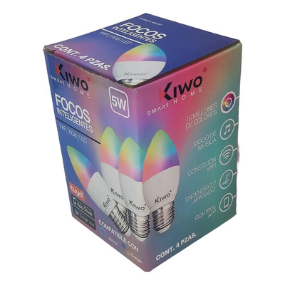 Focos Inteligentes Kiwo RGB WiFi 4pz LED Compatibles Alexa y Google Home | Envío gratis