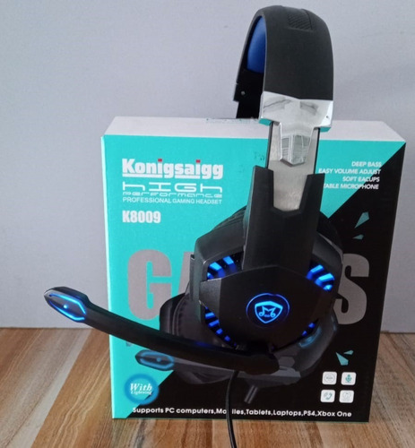 Audifonos Gamer K8009 Con Microfono Estereo Y Luz Led