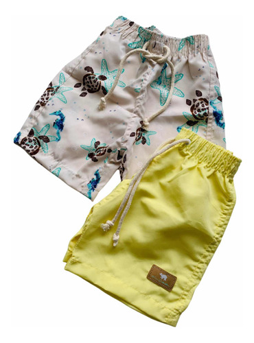 Kit C/2 Shorts Bermudas Infantil Menino Piscina Praia Tactel