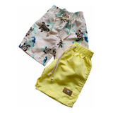 Kit C/2 Shorts Bermudas Infantil Menino Piscina Praia Tactel