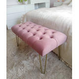 Banqueta Pie De Cama Capitone Pana Hairpin Legs Hierro 130cm