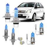 Kit Lampada Super Branca Gm Meriva Farol Alto Baixo E Milha