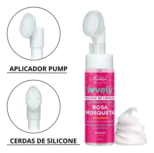 Sabonete Facial Mousse Espuma De Limpeza Lovely Vegano 150ml