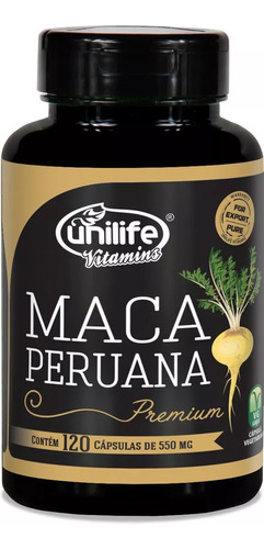 Maca Peruana Premium Original 120 Cáps Pura - Unilife